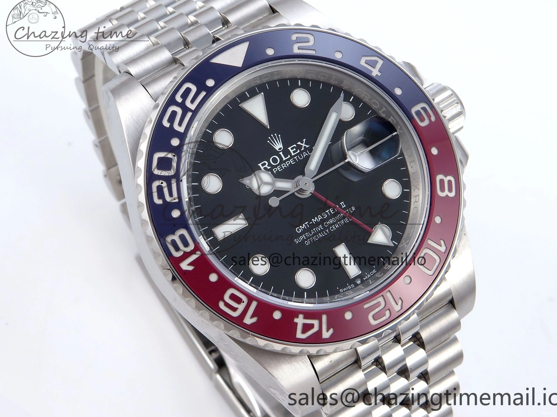 QF+ Bezel 1:1 Edition Blue Best Master II BLRO Steel 904L on SS SH3285 Dial Red 126710 GMT Black Bracelet 0427